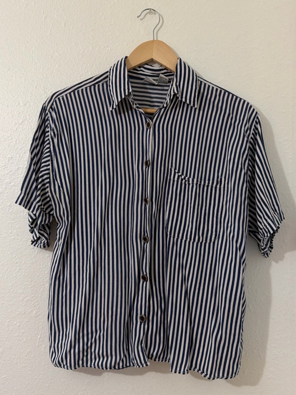 Navy & White Vertical Stripe Button-Up Shirt